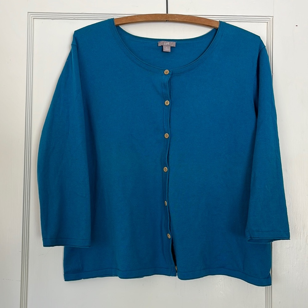 J Jill Cropped Sleeve Light Sweater